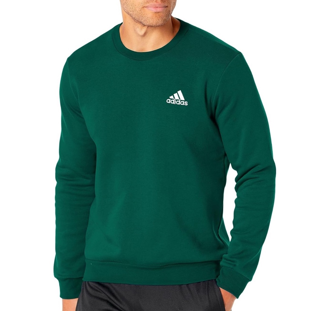 adidas Feel Cozy Fleece Badge of Sport Logo Long Sleeve Pullover Sweatshirt